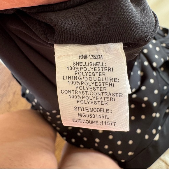 HALSTON Heritage NWT  Dress M -Black & cream Asymmetrical Polka Dot  sleeveless - Picture 10 of 14